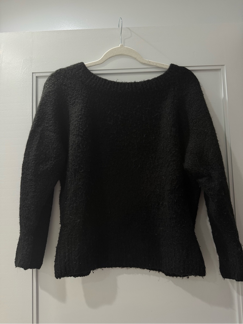 Victoria's Secret Black Fuzzy Boatneck Sweater